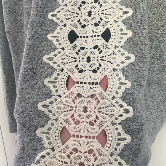 NEW dressy grey hoodie with lace back - Picture 3 of 4